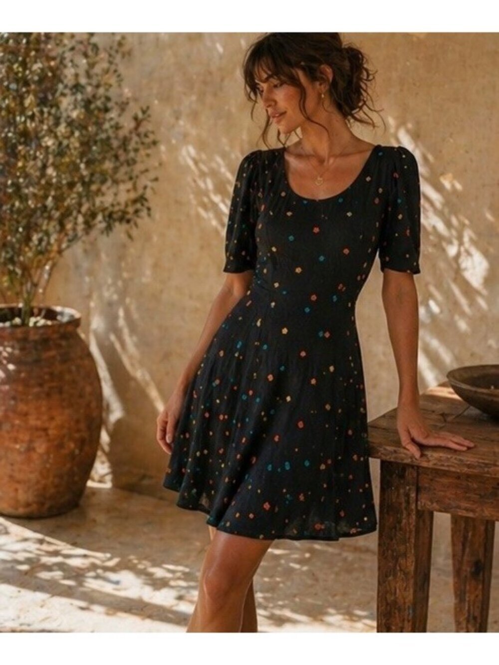 Christy Dawn Azalea Dress XS Hunter Green Floral Mini Boho Coquette Sundress